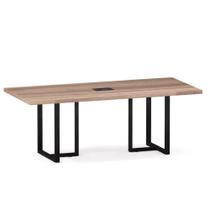 Mesa De Reunião Retangular Com Power Box Tubular PE 40 Pandin 2,00 M Walnut e Preto Mesa De Reunião Retangular Com Power Box Tubular PE 40 Pandin 2,00 M Walnut e Preto