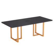 Mesa De Reunião Retangular Com Power Box Tubular PE40 Pandin 2,00 M Preto e Laranja Mesa De Reunião Retangular Com Power Box Tubular PE40 Pandin 2,00 M Preto e Laranja