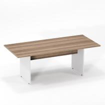 Mesa de Reuniao Retangular Pe Painel P25 Pandin Noce Naturale e Branco 2.6 M