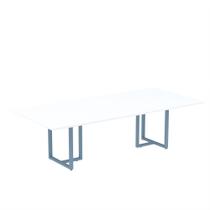 Mesa de Reunião Retangular Tubular P25 Pandin 2,0 M Branco e Azul Dali