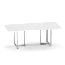 Mesa de Reunião Retangular Tubular P25 Pandin 2,0 M Branco e Cinza