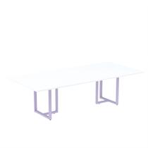 Mesa de Reunião Retangular Tubular P25 Pandin 2,0 M Branco e Lilas