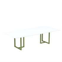 Mesa de Reunião Retangular Tubular P25 Pandin 2,0 M Branco e Verde Mesa de Reunião Retangular Tubular P25 Pandin 2,0 M Branco e Verde