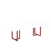 Mesa de Reunião Retangular Tubular P25 Pandin 2,0 M Branco e Vermelho