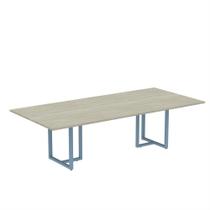 Mesa de Reunião Retangular Tubular P25 Pandin 2,0 M Casablanca e Azul Dali