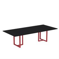 Mesa de Reunião Retangular Tubular P25 Pandin 2,0 M Preto e Vermelho