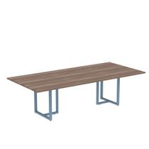 Mesa de Reunião Retangular Tubular P25 Pandin 2,0 M Walnut e Azul Dali Mesa de Reunião Retangular Tubular P25 Pandin 2,0 M Walnut e Azul Dali