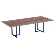 Mesa de Reunião Retangular Tubular P25 Pandin 2,0 M Walnut e Azul Del Rey Mesa de Reunião Retangular Tubular P25 Pandin 2,0 M Walnut e Azul Del Rey