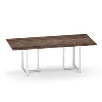 Mesa de Reunião Retangular Tubular P25 Pandin 2,0 M Walnut e Cinza