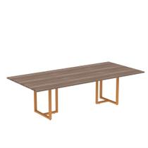 Mesa de Reunião Retangular Tubular P25 Pandin 2,0 M Walnut e Laranja Mesa de Reunião Retangular Tubular P25 Pandin 2,0 M Walnut e Laranja
