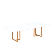 Mesa de Reunião Retangular Tubular P25 Pandin 2,6 M Branco e Laranja