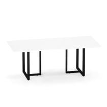 Mesa de Reunião Retangular Tubular P25 Pandin 2,6 M Branco e Preto