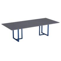 Mesa de Reunião Retangular Tubular P25 Pandin 2,6 M Grafito e Azul Del Rey