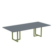Mesa de Reunião Retangular Tubular P25 Pandin 2,6 M Grafito e Verde