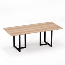 Mesa de Reunião Retangular Tubular P25 Pandin 2,6 M Noce Naturale e Preto