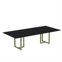 Mesa de Reunião Retangular Tubular P25 Pandin 2,6 M Preto e Verde Mesa de Reunião Retangular Tubular P25 Pandin 2,6 M Preto e Verde