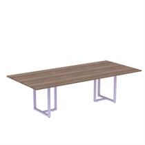 Mesa de Reunião Retangular Tubular P25 Pandin 2,6 M Walnut e Lilas Mesa de Reunião Retangular Tubular P25 Pandin 2,6 M Walnut e Lilas