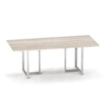 Mesa de Reuniao Retangular Tubular P25 Pandin Casa Blanca e Cinza 2.6 M