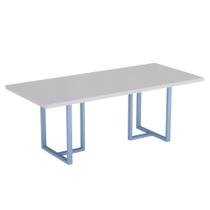 Mesa De Reunião Retangular Tubular PE 40 Pandin 2,00 M Cinza e Azul Dali