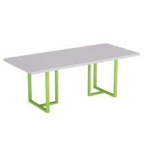 Mesa De Reunião Retangular Tubular PE 40 Pandin 2,00 M Cinza e Verde