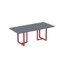 Mesa De Reunião Retangular Tubular PE 40 Pandin 2,00 M Grafito e Vermelho Mesa De Reunião Retangular Tubular PE 40 Pandin 2,00 M Grafito e Vermelho