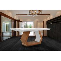 Mesa de Sala Jantar Alvorada c/ Tampo 180x90cm Madeirado Vidro Canto Reto - Imbuia/Off White - Rufato Mesa de Sala Jantar Alvorada c/ Tampo 180x90cm Madeirado Vidro Canto Reto - Imbuia/Off White - Rufato