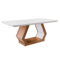 Mesa de Sala Jantar Alvorada + Tampo Madeirado Reto 180x90cm Imbuia/Off White - Rufato Mesa de Sala Jantar Alvorada + Tampo Madeirado Reto 180x90cm Imbuia/Off White - Rufato