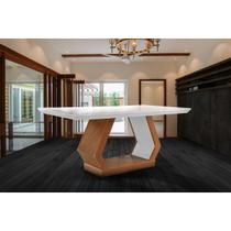 Mesa de Sala Jantar Alvorada + Tampo Madeirado Vidro Reto 180x90cm Imbuia/Off White - Rufato Mesa de Sala Jantar Alvorada + Tampo Madeirado Vidro Reto 180x90cm Imbuia/Off White - Rufato