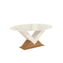 Mesa de Sala Jantar Amora c/Tampo Madeirado c/ Vidro 105x180cm Freijo/Off White/Vidro Off White - Kappesberg Mesa de Sala Jantar Amora c/Tampo Madeirado c/ Vidro 105x180cm Freijo/Off White/Vidro Off White - Kappesberg
