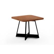 Mesa de Sala Jantar Átria 1593 Quadrada Aço c/Tampo Madeirado 90x90cm Nogal/preto/preto - Carraro Mesa de Sala Jantar Átria 1593 Quadrada Aço c/Tampo Madeirado 90x90cm Nogal/preto/preto - Carraro