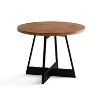 Mesa de Sala Jantar Átria 1594 Redonda Aço c/Tampo Madeirado Redondo 100cm Nogal/preto/preto - Carraro Mesa de Sala Jantar Átria 1594 Redonda Aço c/Tampo Madeirado Redondo 100cm Nogal/preto/preto - Carraro