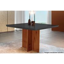 Mesa de Sala Jantar Berlim + Tampo Madeirado Vidro Curvo 90x90cm Grafite/Imbuia Ripado-Vidro Grafite - Rufato