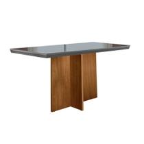 Mesa de Sala Jantar Berlim + Tampo Madeirado Vidro Reto 120x80cm Grafite/Imbuia - Rufato