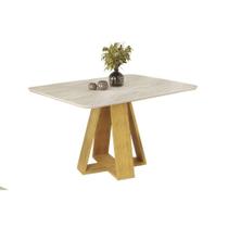 Mesa de Sala Jantar Celeste Tampo Madeirado Curvo 120X90 Cedro/Quartzo - DJ Móveis Mesa de Sala Jantar Celeste Tampo Madeirado Curvo 120X90 Cedro/Quartzo - DJ Móveis