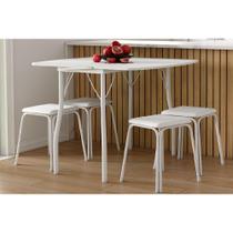 Mesa de Sala Jantar Dobrável e 4 Banquetas 1748 Branco - Carraro