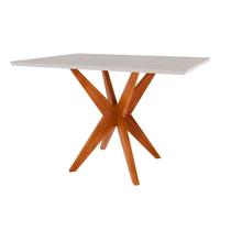 Mesa de Sala Jantar Donna 120 cm c/ Tampo Madeirado c/ Vidro Natural - Nesher