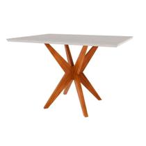 Mesa de Sala Jantar Donna 120 cm c/ Tampo Madeirado c/ Vidro Natural - Nesher Mesa de Sala Jantar Donna 120 cm c/ Tampo Madeirado c/ Vidro Natural - Nesher