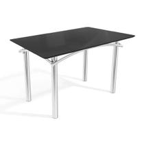 Mesa de Sala Jantar Elba Tampo Madeirado c/ Vidro 120cm Cromada/Preto - Kappesberg Mesa de Sala Jantar Elba Tampo Madeirado c/ Vidro 120cm Cromada/Preto - Kappesberg