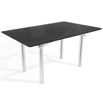 Mesa de Sala Jantar Elba Tampo Madeirado c/ Vidro 160cm Cromada/Preto - Kappesberg Mesa de Sala Jantar Elba Tampo Madeirado c/ Vidro 160cm Cromada/Preto - Kappesberg