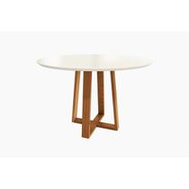 Mesa de Sala Jantar Elma Madeira Maciça + Tampo Madeirado c/ Vidro 120x120cm Carvalho/Off White - Kappesberg Mesa de Sala Jantar Elma Madeira Maciça + Tampo Madeirado c/ Vidro 120x120cm Carvalho/Off White - Kappesberg
