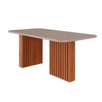 Mesa de Sala Jantar Ester c/Tampo Madeirado Vidro 180x90cm Cinamomo/Off White - Cimol