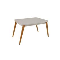 Mesa de Sala Jantar Havana Madeira Maciça c/ Tampo Madeirado c/ Canto Curvo 120x80cm Naturale/Off White - Rufato