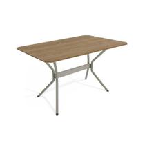 Mesa de Sala Jantar Loire Aço c/Tampo Madeirado 136x90cm Niquel/Nogueira - Kappesberg Mesa de Sala Jantar Loire Aço c/Tampo Madeirado 136x90cm Niquel/Nogueira - Kappesberg