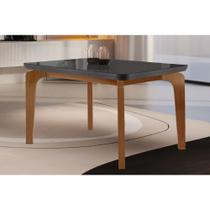 Mesa de Sala Jantar Londrina + Tampo Madeirado Vidro Curvo 120x80cm Grafite/Imbuia-Vidro Grafite - Rufato