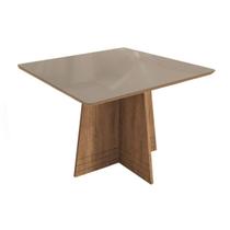 Mesa de Sala Jantar Lótus + Tampo Madeirado c/ Vidro 105x105m Freijo/Bronze - Kappesberg Mesa de Sala Jantar Lótus + Tampo Madeirado c/ Vidro 105x105m Freijo/Bronze - Kappesberg
