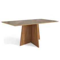 Mesa de Sala Jantar Lótus + Tampo Madeirado c/ Vidro 80x120cm Freijo/Bronze - Kappesberg Mesa de Sala Jantar Lótus + Tampo Madeirado c/ Vidro 80x120cm Freijo/Bronze - Kappesberg