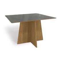 Mesa de Sala Jantar Lótus + Tampo Madeirado Vidro 160x90cm Freijó/Inox - Kappesberg