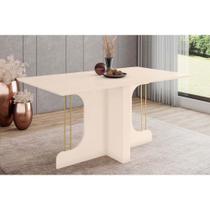 Mesa de Sala Jantar Mavi SC105 c/Tampo Madeirado Reto 160x90cm Off White - Henn