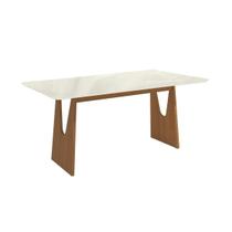 Mesa de Sala Jantar Mila Premium Madeira Maciça c/ Tampo Madeirado c/ Vidro 160x90cm Carvalho/Off White - Kappesberg