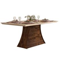 Mesa de Sala Jantar Ravena/Galena Tampo de Madeira c/ Vidro 160cm MalbeOff White - DJ Móveis